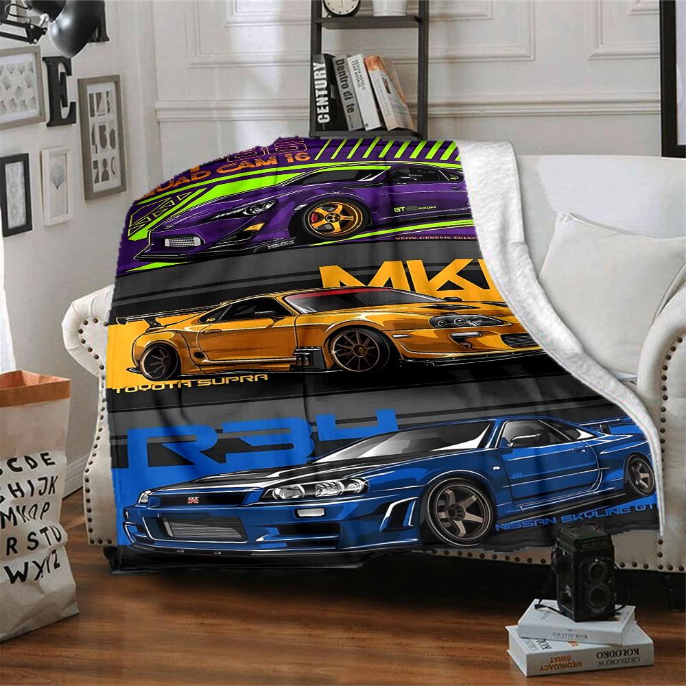 1PC GT, GTR R34 Blanket, Throw For Sofa, Bed, Travel, Camping, Livingroom,