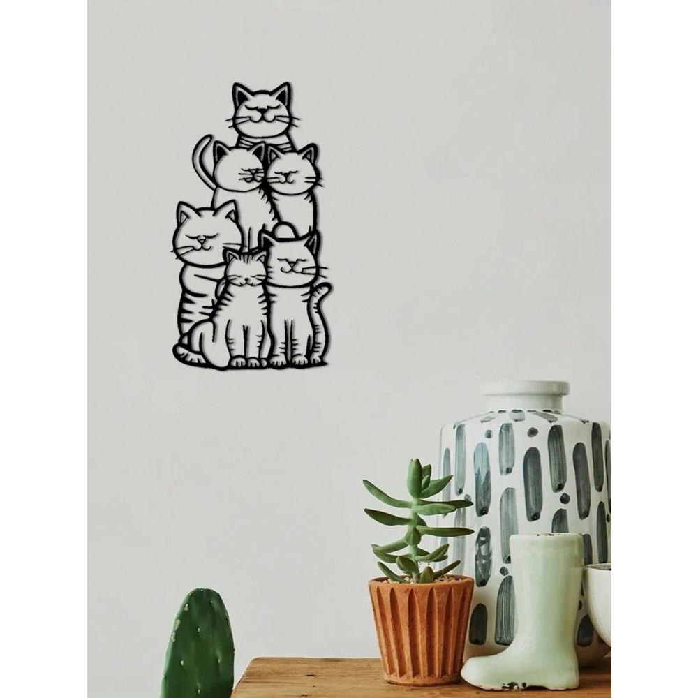 Minimalist Cat Silhouette Wall Art - Whimsical Metal Hanging Decor For Cat Lovers, Perfect For Outdoor Holiday Displays