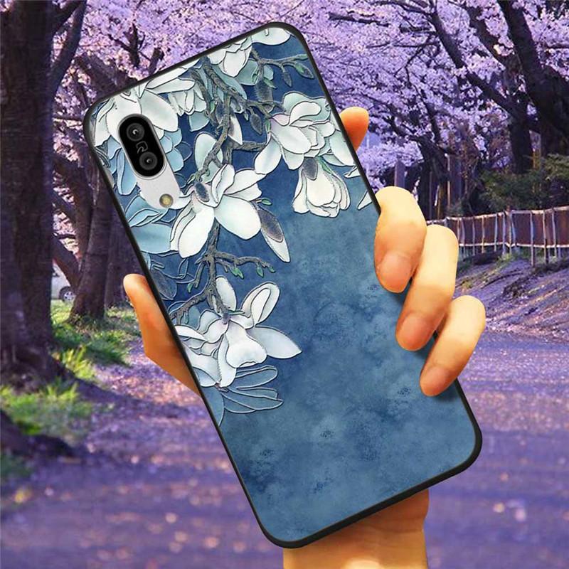 For Sharp Aquos Sense3 Case 3D Flower Relief Silicone Soft Emboss Cover For Sharp Aquos Sense 3 Lite Sense6 6 Luxury Cartoon
