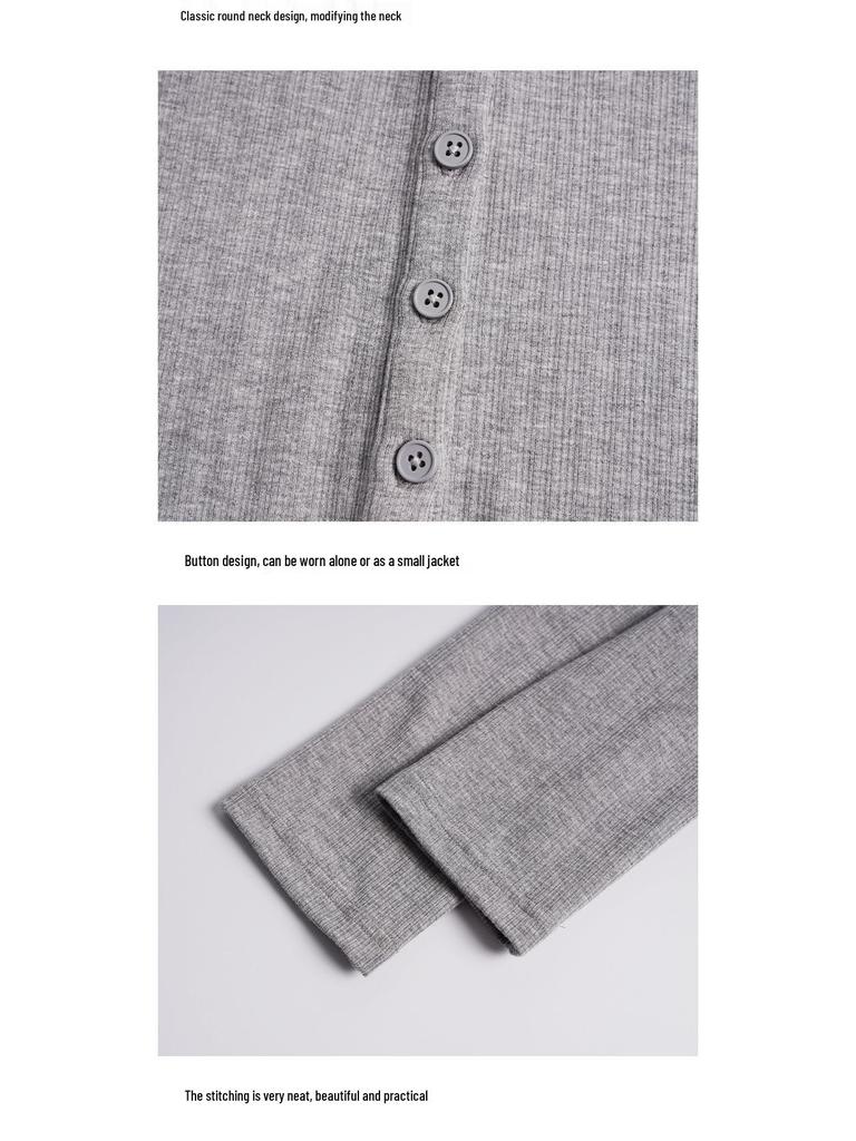 Neuer Damen Langarm Rundhals Cardigan: Lässige, leichte Rayon-Strickware für Herbst und Winter