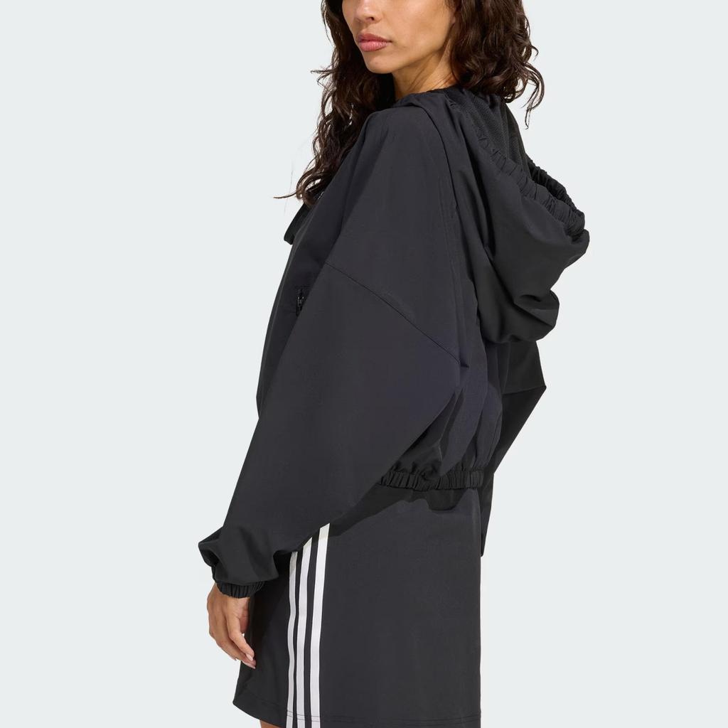 adidas Originals Women's Ribbon Off Placed 3-Stripes Hooded Track Top Black JX2698