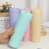 1pc Plastic Straw Cup Double-Layer Water Bottles Coffee Cup Reusable Hard Plastic Tumbler With Lid Drinkware Gift