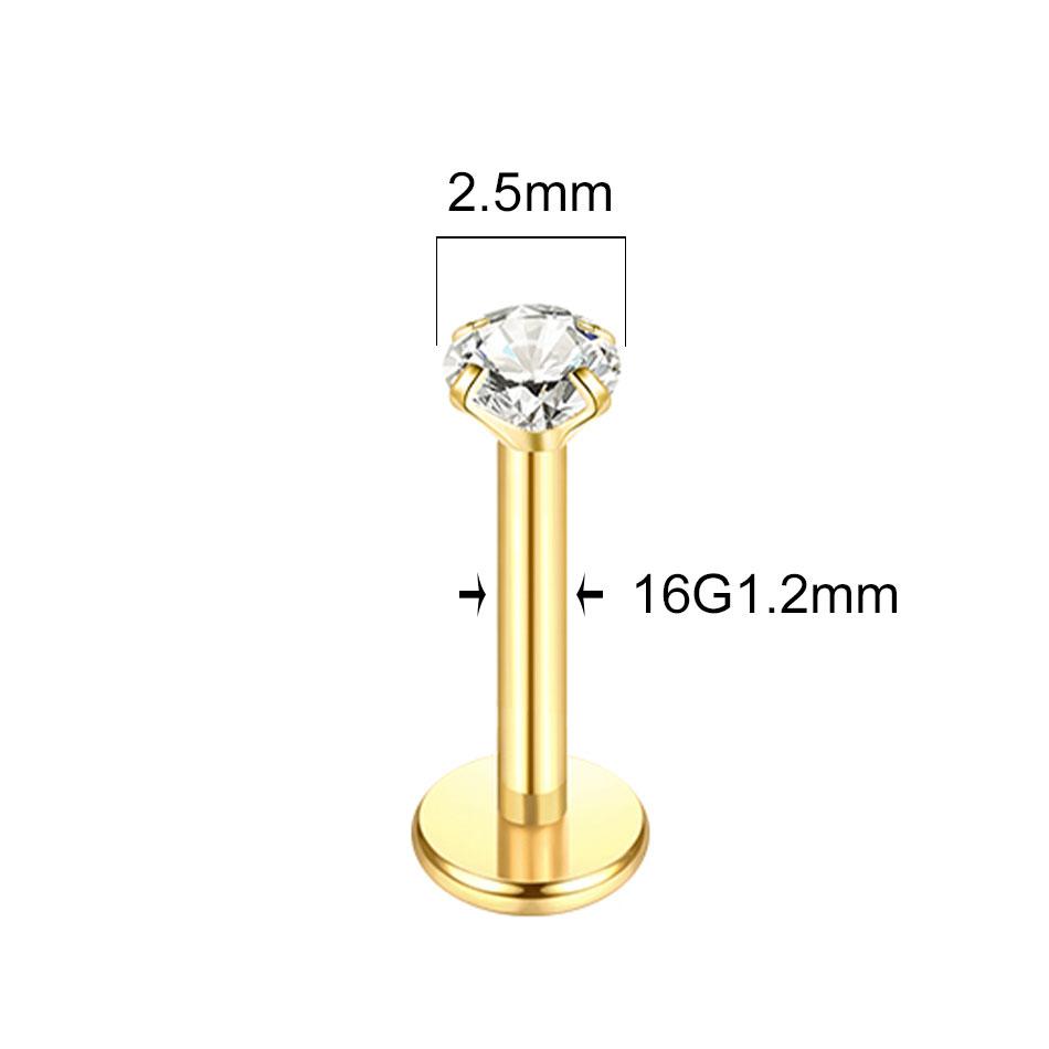 1pcs ASTM F136 Titanium Labret Piercing 2/3/4/5mm Zircon Ear Cartilage Tragus Lobe Helix Stud Earrings Piercings Body Jewelry
