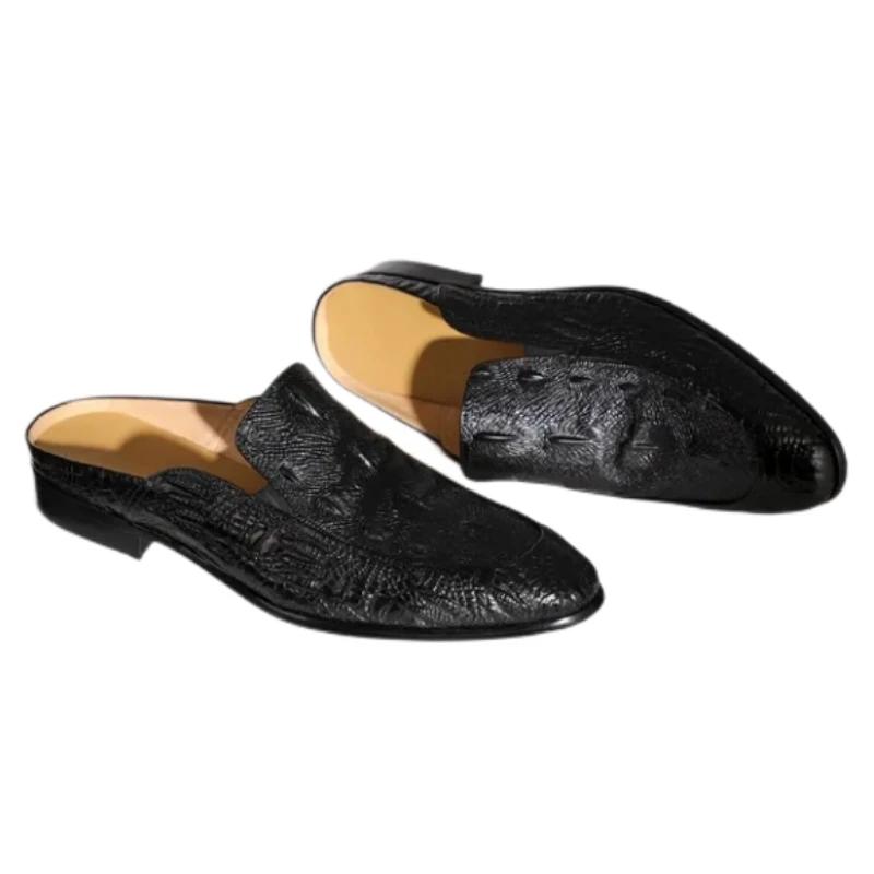Fashion New Men Formal Slippers Pu Leather Brown Black  Round Toe Solid Spring Autumn Handmade Business Men Shoes Size 38-46