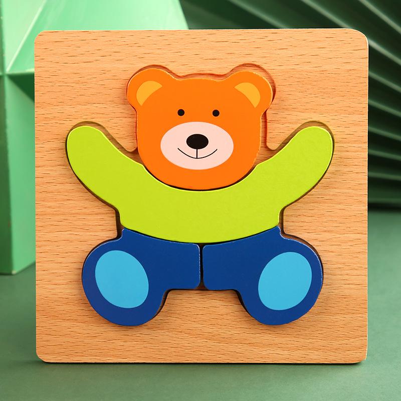 Wooden 3D Educational Puzzle for Toddlers - Interactive, Creative Hands-on Toy for Ages 1-3
