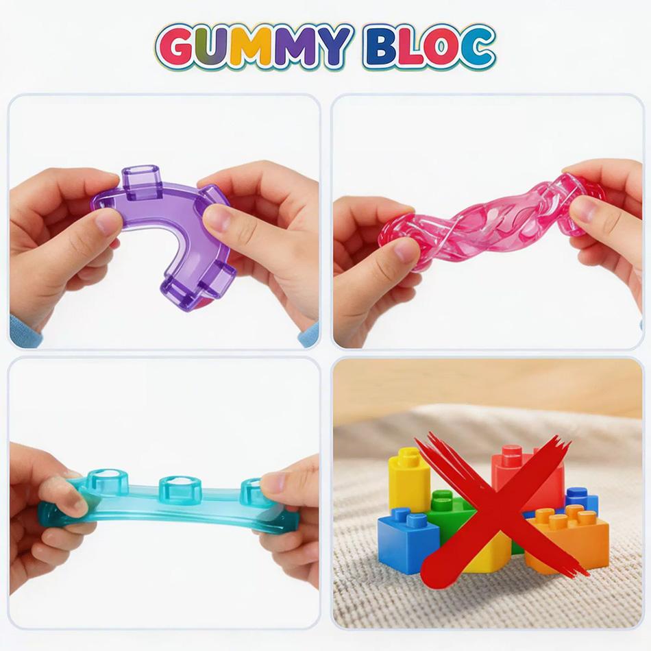 New Transparent Crystal Soft Gummy Jelly Building Blocks Squishy Stretchy Toy For Kids Creative Tabletop Games Collectible Toy