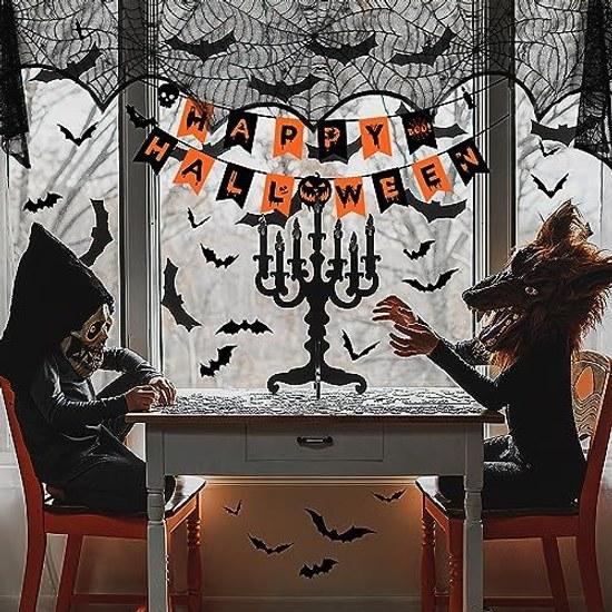Halloween tablecloth 64-piece set decorations garland table runner spider web bat
