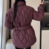 Fashion Winter Woman Parkas With Belt Loose Thick Warm Jackets Women's Coats