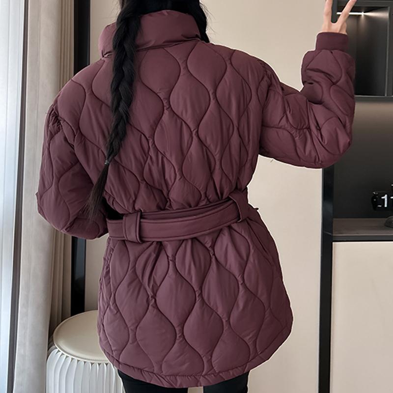 Fashion Winter Woman Parkas With Belt Loose Thick Warm Jackets Women's Coats