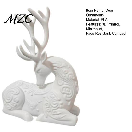Durable PLA Crafts 3D Printed Deer Figurine, White Sitting Stag Sculpture with Antlers, Minimalist Room Decor Christmas Tabletop for Home Living