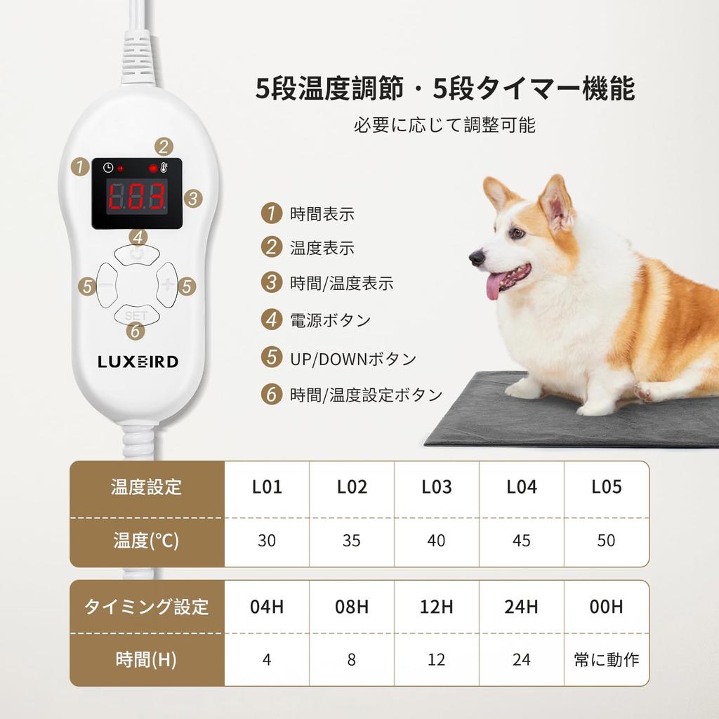 LUXBIRD Wärmematte für Temperatur Heiß Heizung für Überhitzung Haustier Heizung Elektrische Leckage Schwer entflammbar Kältebiss 40x50cm Haustiere, Einstellung, Haustiere,