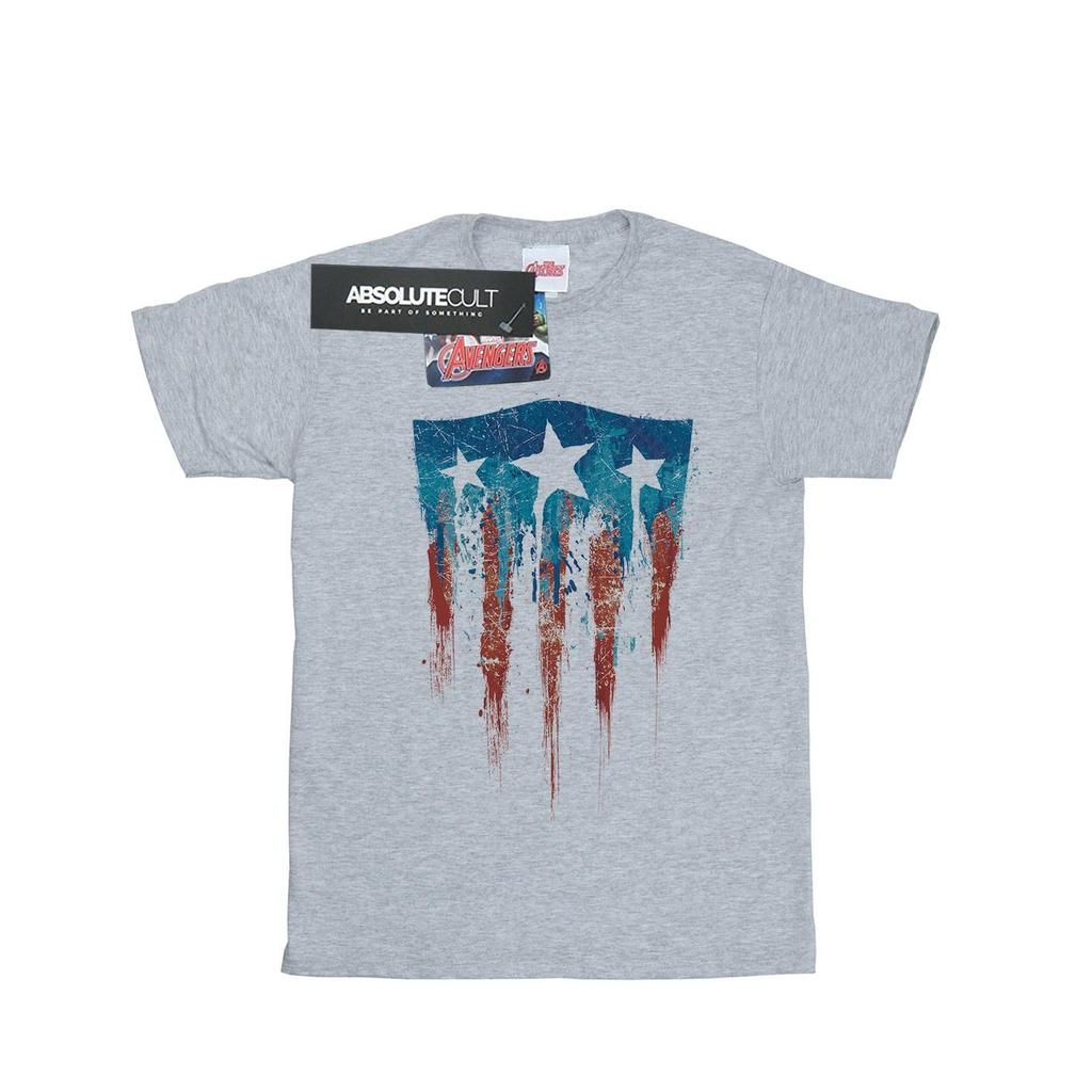 Marvel Mens Captain America Flag Shield T-Shirt