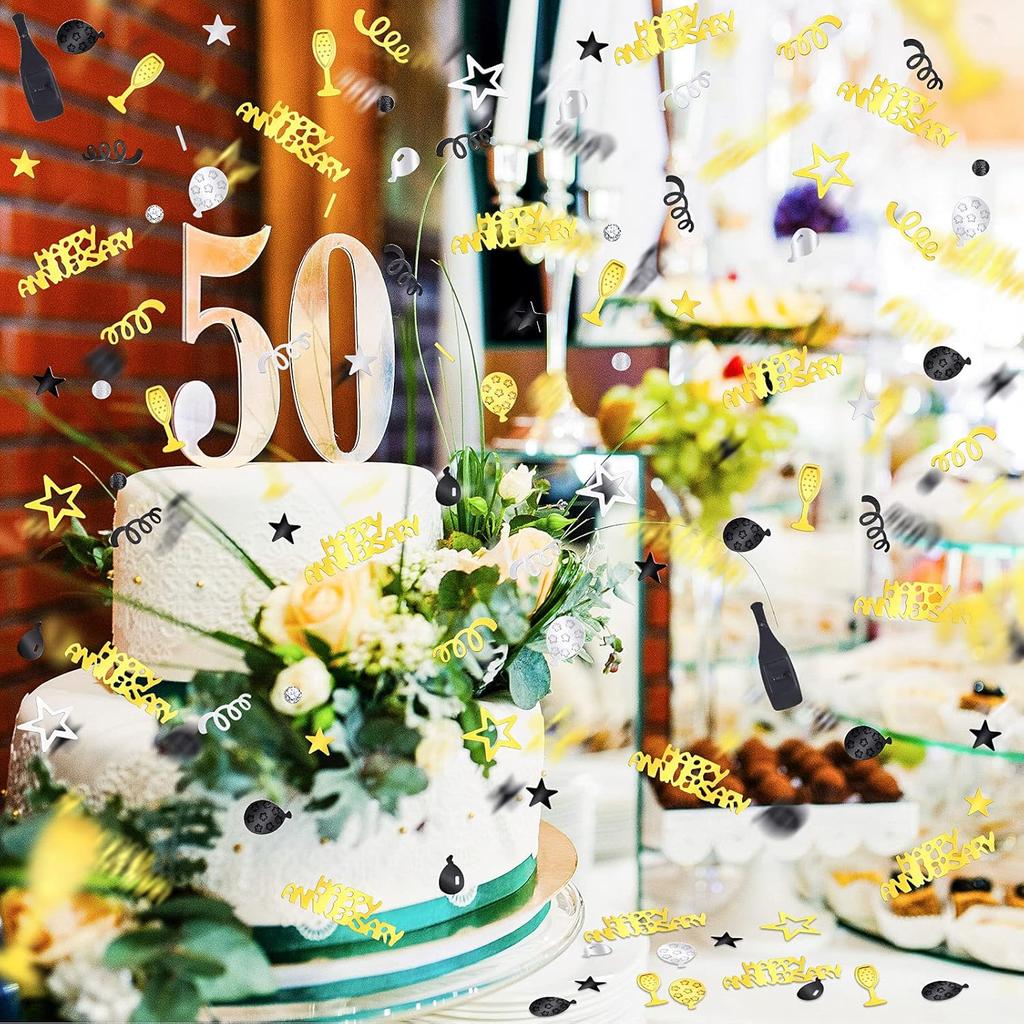 Skylety 3000 Pieces Happy Anniversary Confetti Party Decoration Scatter Confetti Metallic Foil Table Decorations for Anniversary Party DIY Arts