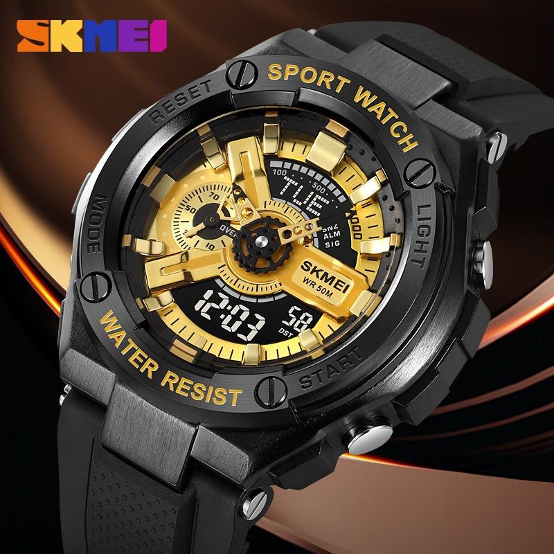 Men's Cool Dial Student Middle and High School Timing Luminous Waterproof Trend Sports Electronic Watch