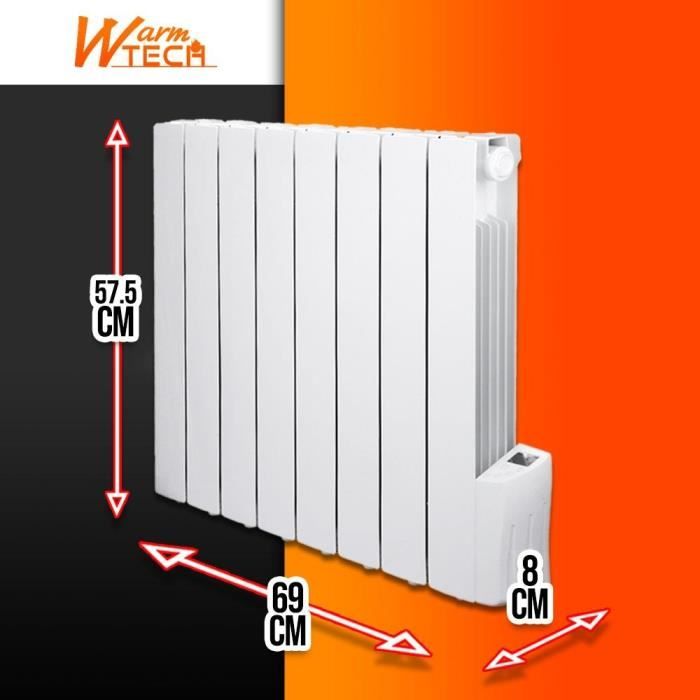 Fluid Inertia Electric Radiator - 1200W - WARM TECH - 230V - Up To 50m3 - White