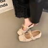 Gentle Bow Ballet Shoes with One Word French Inner Height Increase Mary Jane Shoes Women's Spring and Autumn Suede Platform Single Shoes