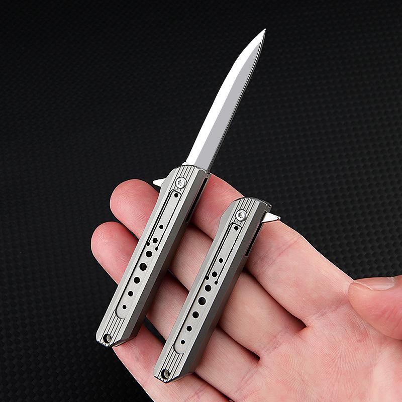 NEW Titanium Alloy Folding Knife D2 Blade Outdoor Camping Unboxing Portable High Hardness Kitchen Folding Knife