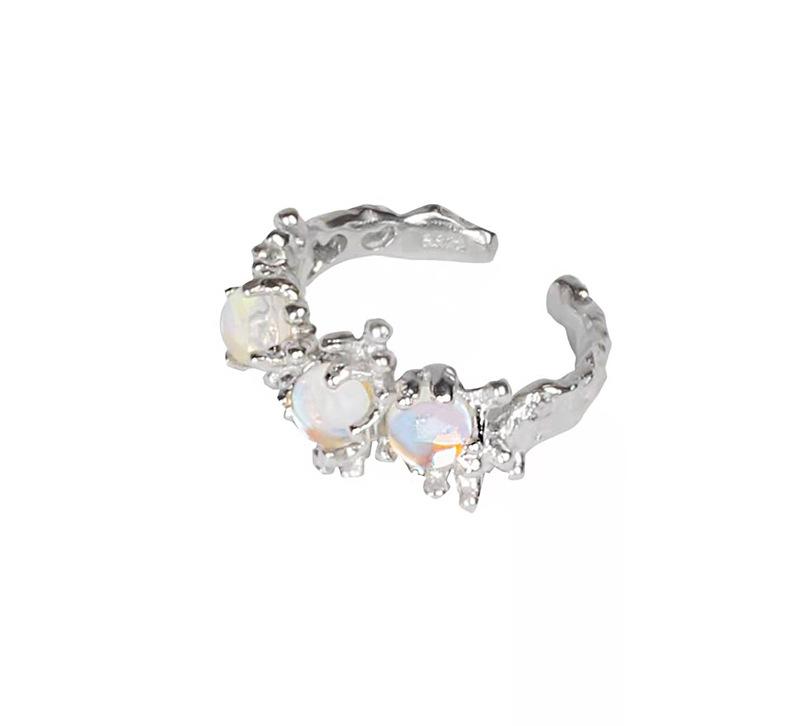 1 Pcs Inlaid Moonstone Neutral Open Cold Wind Men And Women Light Luxury Texture Design Ins Index Finger Ring