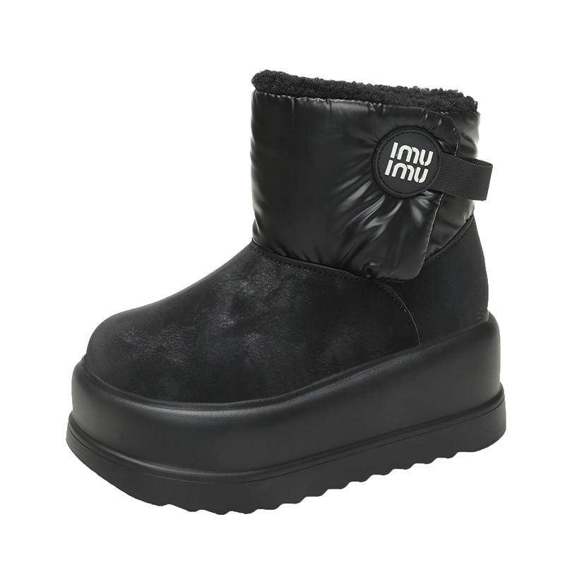 

Fashion 2024 Fashion Winter Women s Snow Boots 8CM Sneakers Waterproof Warm Plush Mid-calf Boots Outdoor Anti-skid Fur Inside Shoes 35 чёрный
