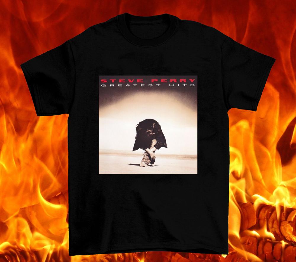 STEVE PERRY Greatest Hits Heavy Cotton Black All size Unisex Shirt Unisex T-Shirt XL