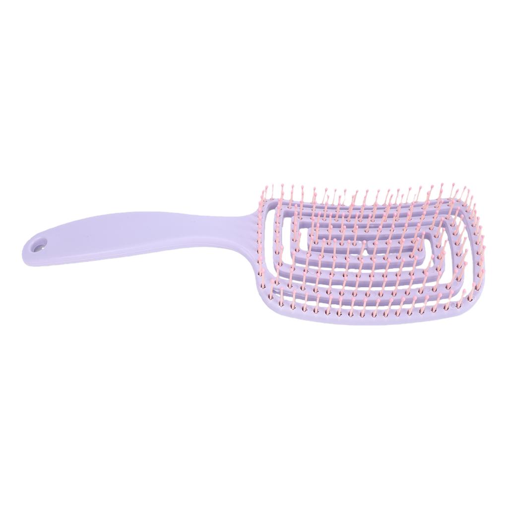 Hollow Out Hair Comb Static Free Ergonomic 120 Nylon Comb Teeth Detangling Brush for Wet Dry Use Purple
