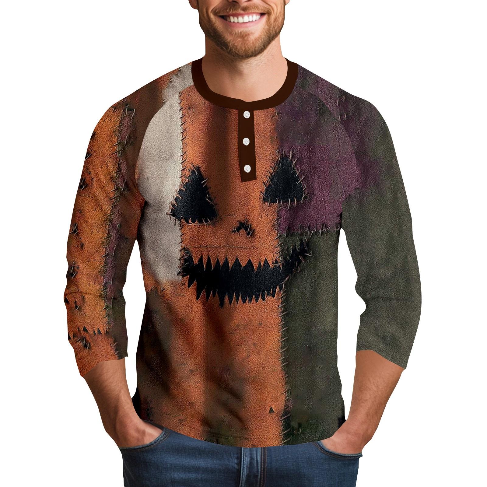 

Мужской Хэллоуинский принт на воротнике, рукав три четверти S