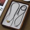 Tooxika Fashion Simple Square Circle Pattern Necklace Wax Rope Multi-Wear Long Collar Bone Sweater Chain