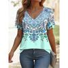 Retro Floral 3D Print T-Shirts Women's Summer Fashion V-Neck Short Sleeve T Shirt Y2K Casual Tees Harajuku Tops Female Clothing