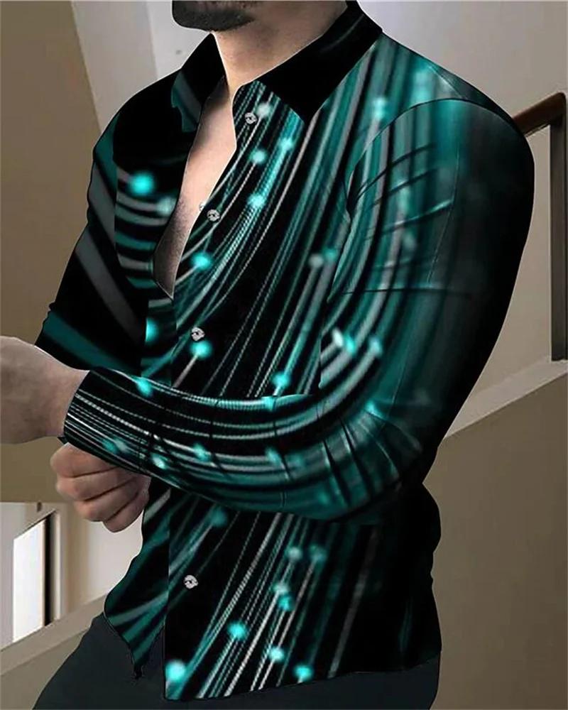 Fashion Stylish Men's Long-Sleeve Shirt with Scroll Pattern