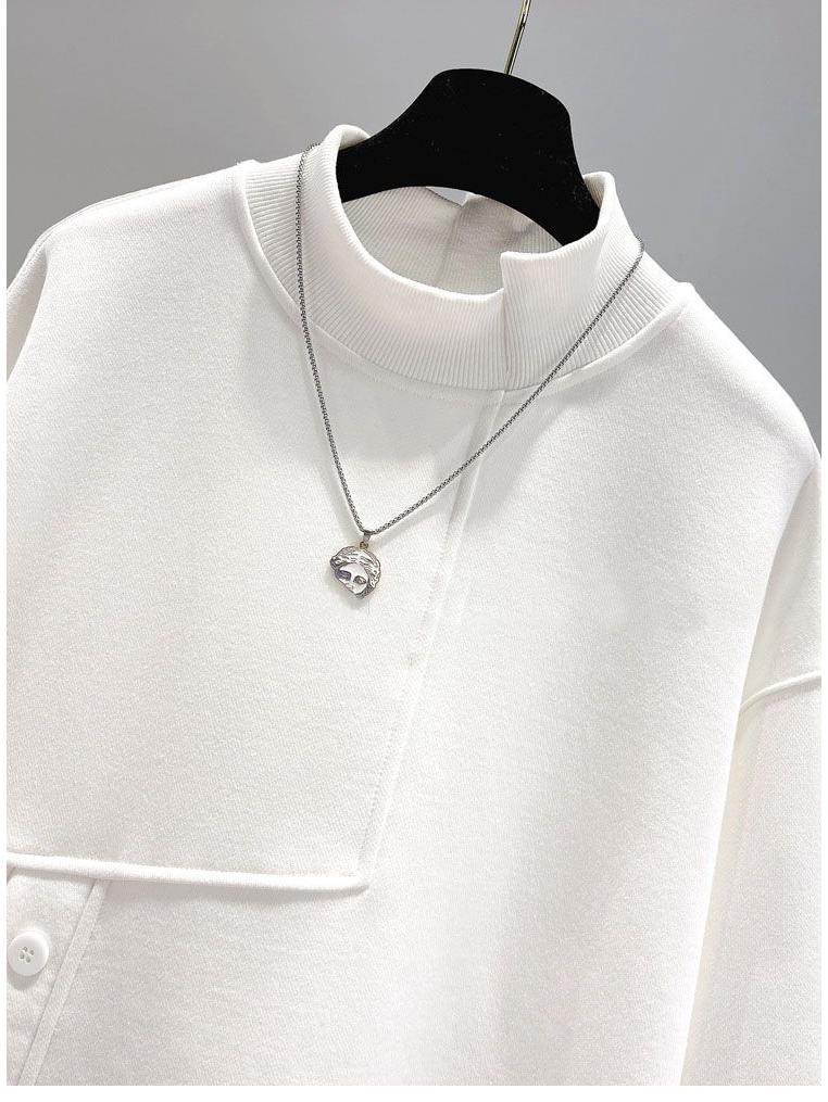 2026 Plus Size Women's Half-High Collar Sweatshirt - Spring/Autumn Korean Style Simple Loose Jacket