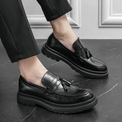 Italienische Mode Lederschuhe Mokassins Für Herren Lässiger Herrenschuh Business Männlich Formell Mode Hochzeit Schwarz Dicke Sohle Große Größe