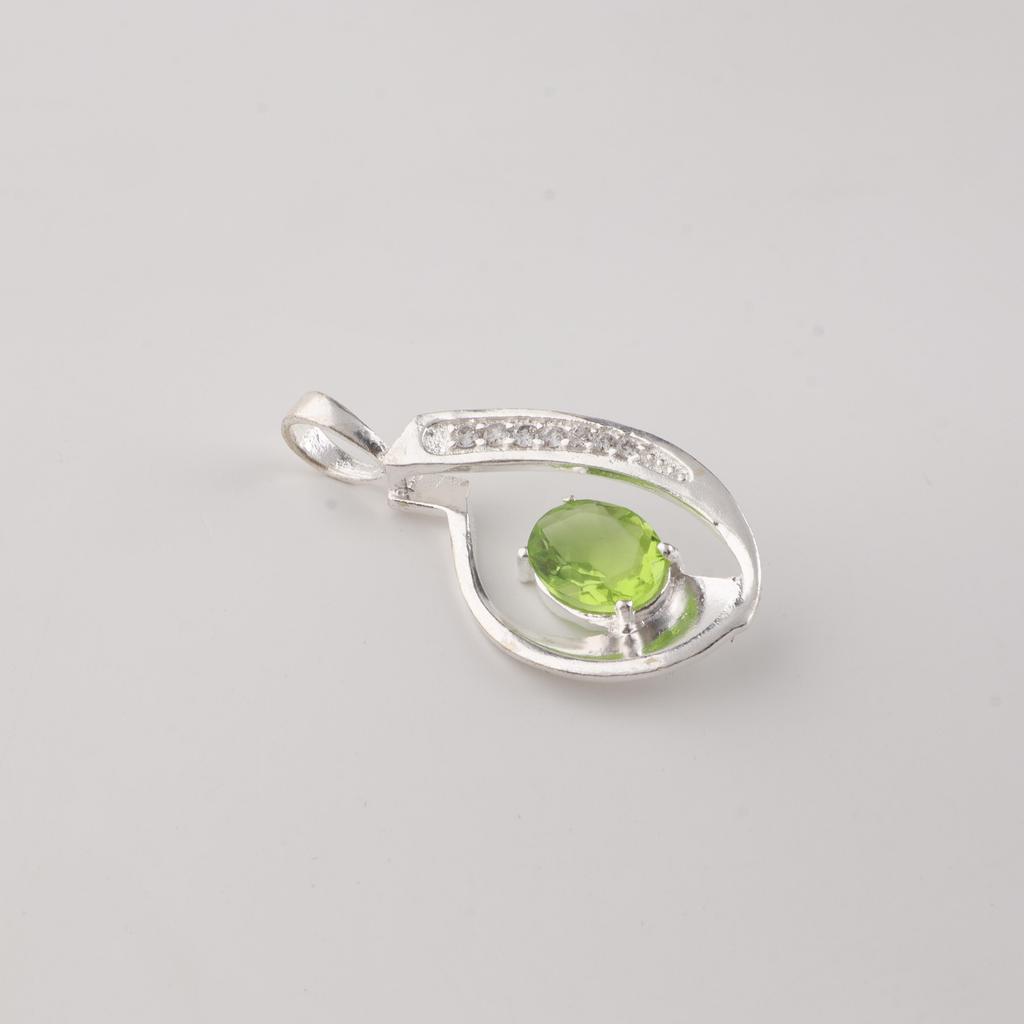 Peridot Gemstone 925 Sterling Silver Jewelry Pretty Zircon Pendant 1.4" Thanksgiving Gift For Her CZP-16-3