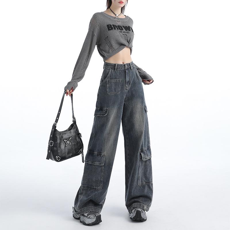 

Women s Retro High-Waisted Loose Straight-Leg Pants - Spring 2025 Collection L