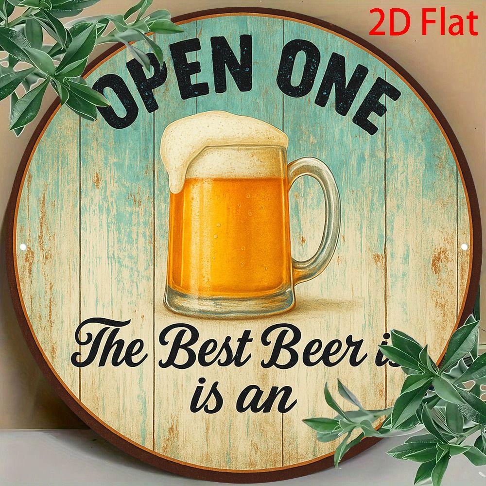 Round Metal Tin Sign Beer Culture Wall Art Bar Decor 20x20cm