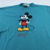 Vintage Mickey Mouse Embroidered Shirt Mens L/XL Teal Walt Disney Cartoon 90s