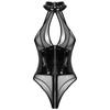 New Sexy Transparent Mesh Patent Leather Velcro Buckle Zipper Sex Set