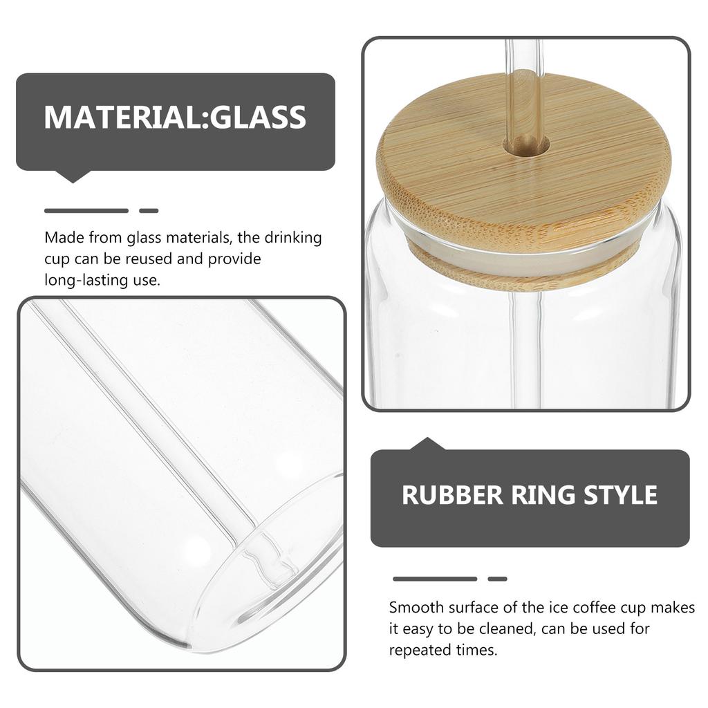 380ml Glass Cups with Lid and Straw Reusable Juice Cups for Home Outdoor Parties Camping Trips Picnics Water Cup