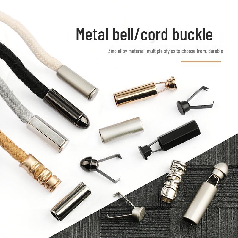 Metal Bell Clip Cord Pendant for Down Jackets and Hoodies with Removable Stopper Button