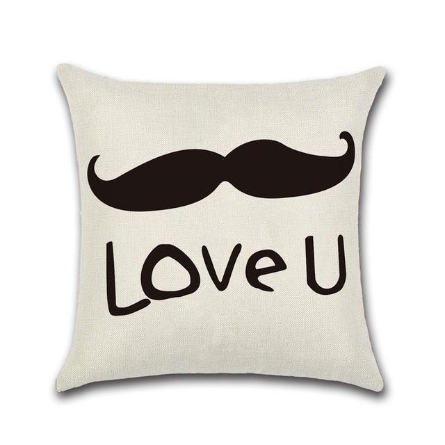 Lover Red Lips Beard Cushion Cover Cotton Linen Valentine'S Day Throw Pillow Case For Sofa Couple Decorative Pillowcase Zt119