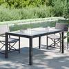 VidaXL Garden Table 150x90x75cm, Tempered Glass and Woven Resin Black
