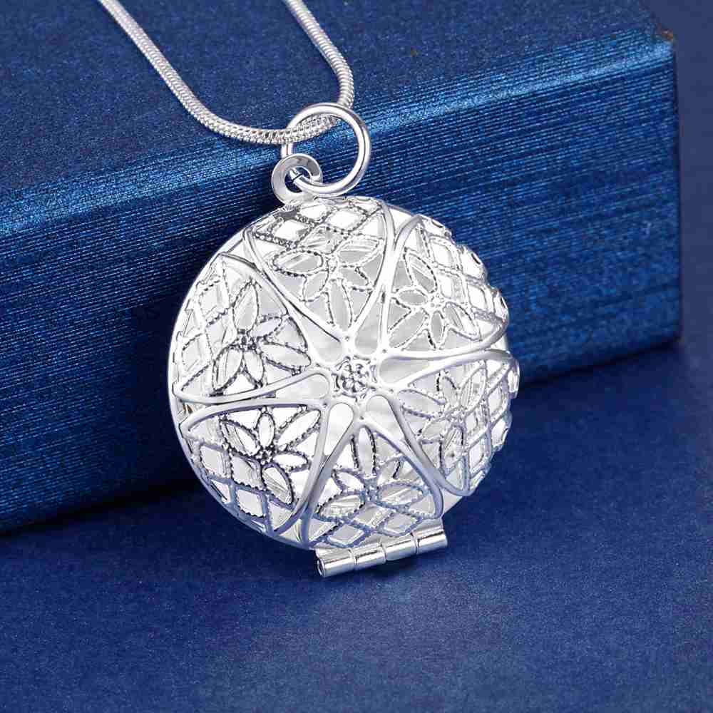 

wholesale 925 Sterling Silver Necklace Pendant Photo frame For Women Luxury Fashion Wedding Engagement JewelryWN-734