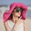 20cm Oversized Brim Sun Hats For Women Girls Outdoor Cotton Portable Foldable Beach Hat Anti-Uv Protection Hiking Fisherman Caps