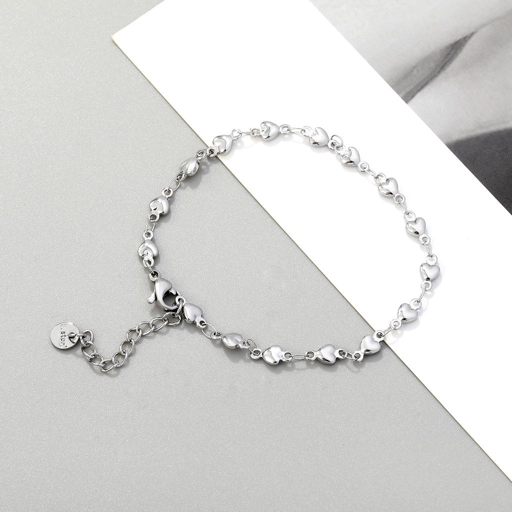 Silver Color Delicate Heart Shaped Bracelet For Women Retro Korean Fashion Love Charms Bracelets Original Party Jewelry Gifts
