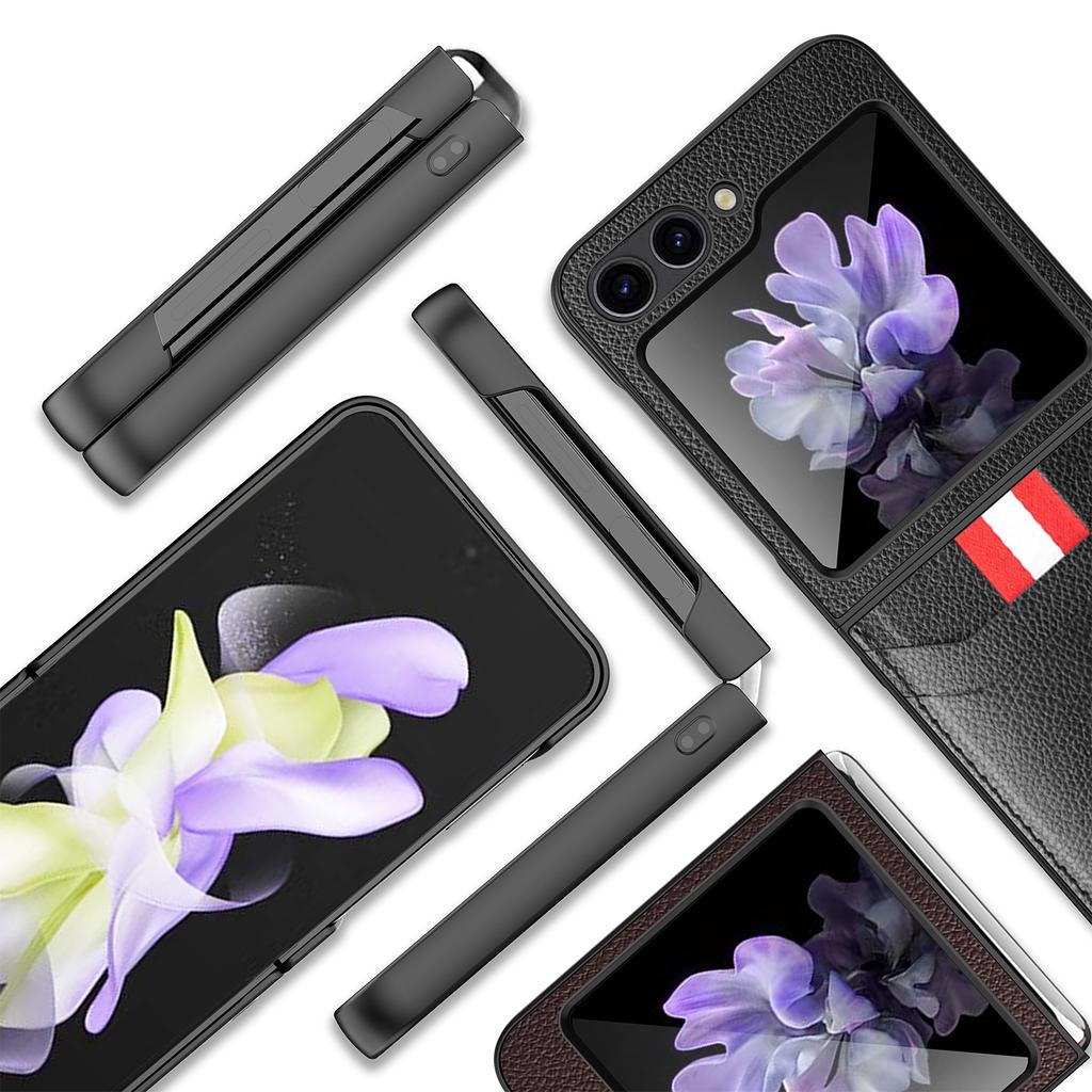Anti-Rutsch-Leder-Coque-Hülle für Samsung Galaxy Z Flip 6 5 4 3 Drop-Schutz-Klapptasche Handy-Fabrik-Entsperrung