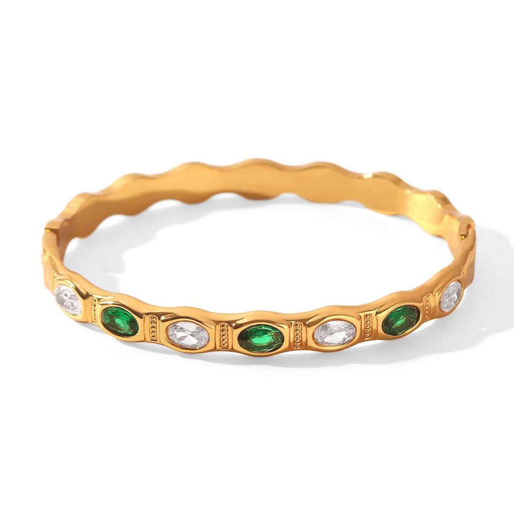 European Internet Celebrity Style Stainless Steel Colorful Zircon Bracelet for Women - Non-fading Luxury Design