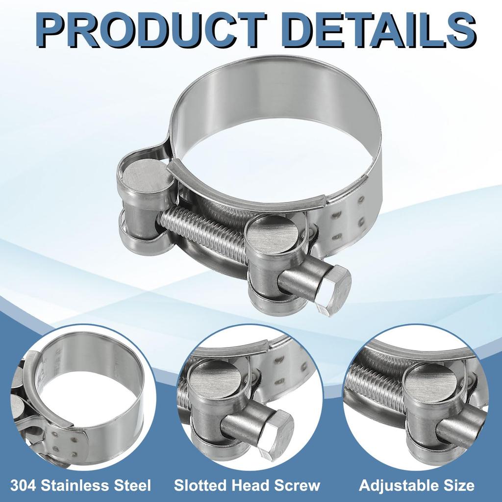 PATIKIL Hose Band, 1.6 - 1.7 inches (40 - 43 mm), Hose Clamp, 304