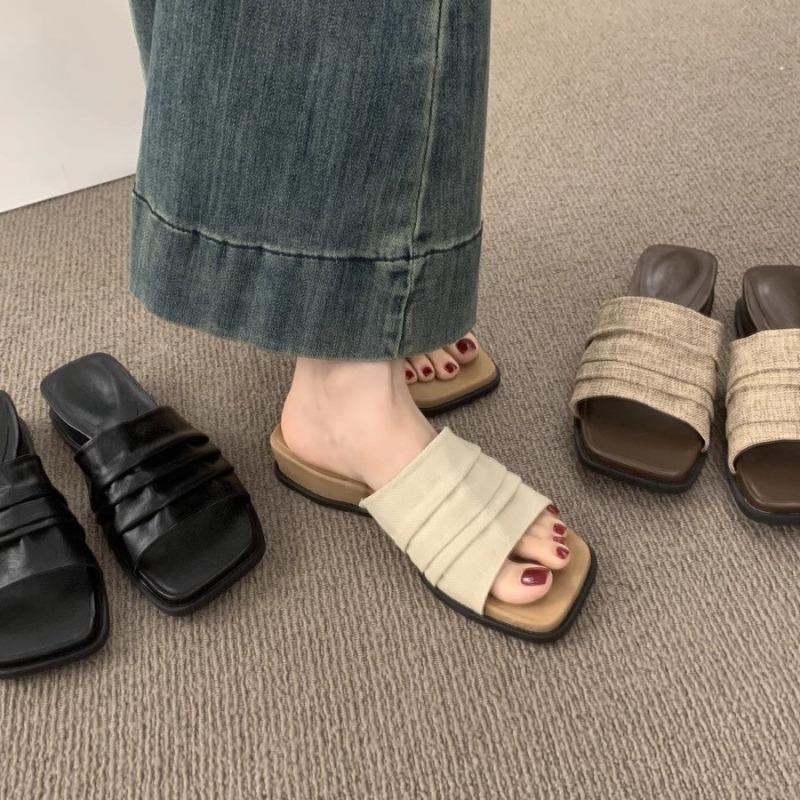 Folded Linen One-word Open-toed Thick-soled Slippers for Women To Wear In Summer, New Models Are Not Tired, Casual Beach Cool Slippers