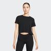 Nike Solid Crew Neck Loose Cropped Short Sleeve T-Shirt Women Tops Black DM7026-010