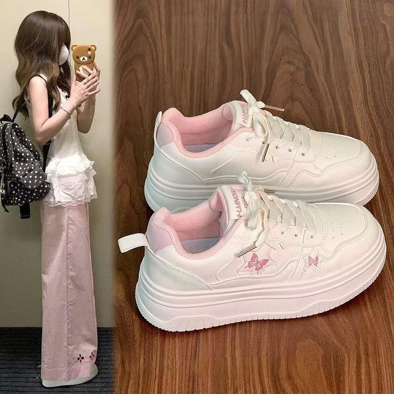 Embroidery little white shoes women's 2025 new spring Velcro leather student versatile flat shoes white shoes