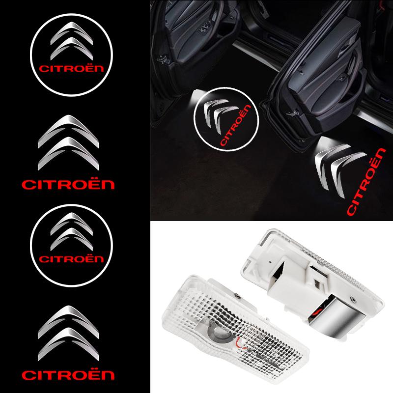 2Pcs LED Car Door Welcome Lights Logo Projector for Citroen C2 C3 C4 C5 X7 C6 C7 Ghost Shadow Lamp Courtesy Light Auto Accessory